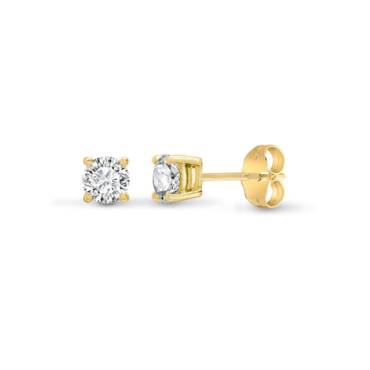 Lab 18ct Yellow Gold 1.40ct 4 Claw Diamond Solitaire Stud Earrings