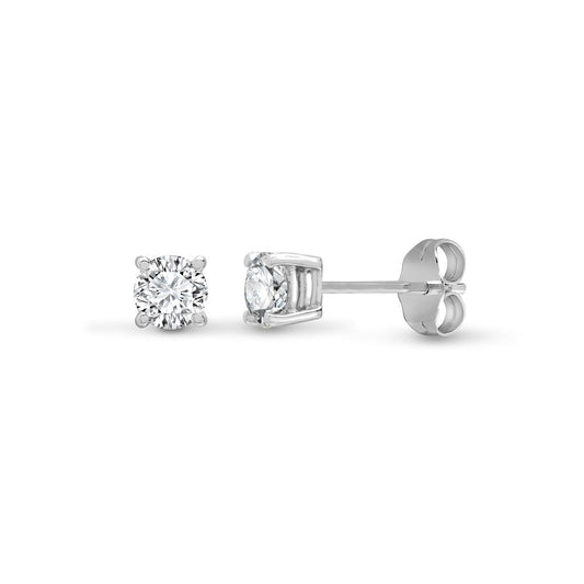 Lab 9ct White Gold 2.00ct 4 Claw Diamond Solitaire Stud Earrings