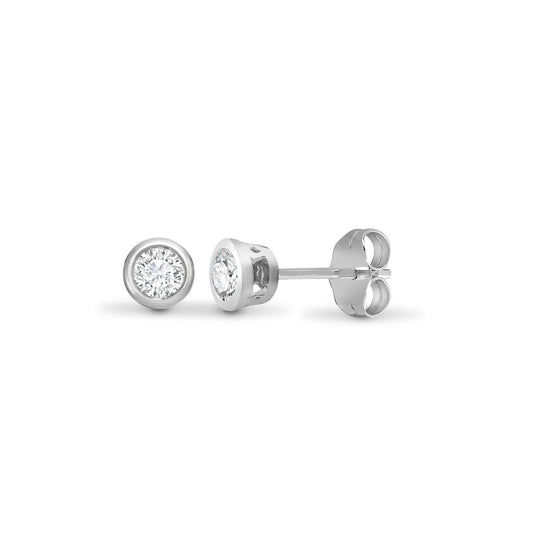 18ct White Gold 20pts Rub over earrings