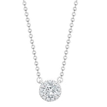 Load image into Gallery viewer, 18ct White Gold 0.08ct Natural Diamond Halo Pendant with 16"-18" Chain Extender set with a 0.25ct G SI1 Diamond
