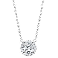 Load image into Gallery viewer, 18ct White Gold 0.15ct Natural Diamond Halo Pendant with 16"-18" Chain Extender set with a 0.70ct G SI1 Diamond
