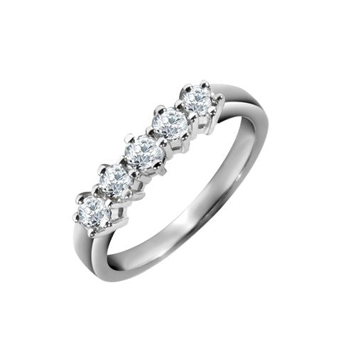 18ct White Gold 75pts 5 Stone Natural Diamond Ring