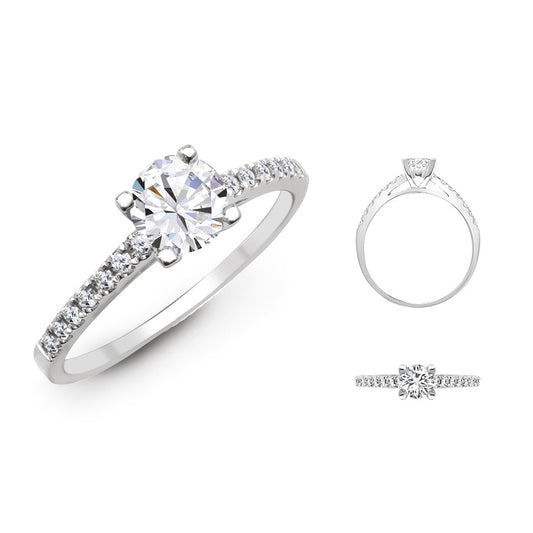 Lab 18ct White 0.17ct Diamond Semi Set Ring - Holds 0.25ct