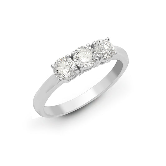 18ct White 0.25ct Natural Diamond Claw Set Trilogy Ring