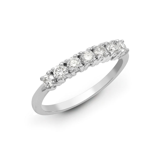 18ct White 1.25ct Natural Diamond 7 stone 1/2 ET Ring