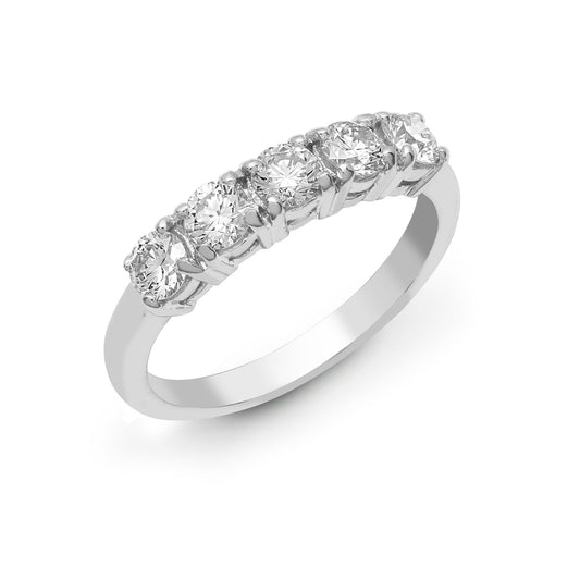 18ct White 0.75ct Natural Diamond 5 stone Ring