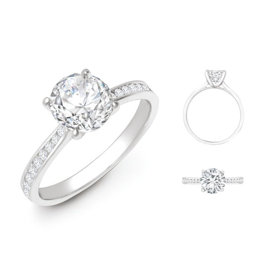 Lab 18ct White Gold 0.18ct Diamond Channel-set Wed-fit Ring Mount + 0.70ct Diamond