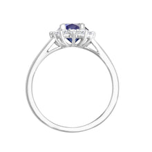 Load image into Gallery viewer, 18ct White Gold 0.35ct Natural Diamond Claw-set Cluster Halo Oval Ring - Holds 7x5mm Sapphire 0.75cts
