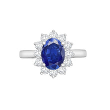 Load image into Gallery viewer, 18ct White Gold 0.62ct Natural Diamond Claw-set Cluster Halo Oval Ring - Holds 8x6mm Sapphire 1.25cts

