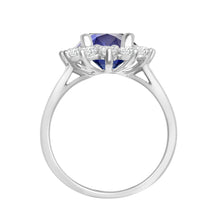 Load image into Gallery viewer, 18ct White Gold 0.96ct Natural Diamond Claw-set Cluster Halo Oval Ring - Holds 9x7mm Sapphire 2.00cts
