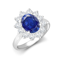 Load image into Gallery viewer, 18ct White Gold 0.96ct Natural Diamond Claw-set Cluster Halo Oval Ring - Holds 9x7mm Sapphire 2.00cts
