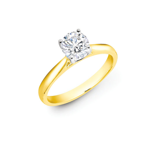 Lab 18ct Yellow Gold 1.50ct Round Brilliant Cut Solitaire Wed Fit Diamond Ring