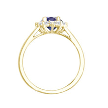 Load image into Gallery viewer, 18ct Yellow Gold 0.35ct Natural Diamond Claw-set Cluster Halo Oval Ring - Holds 7x5mm Sapphire 0.75cts

