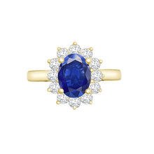 Load image into Gallery viewer, 18ct Yellow Gold 0.62ct Natural Diamond Claw-set Cluster Halo Oval Ring - Holds 8x6mm Sapphire 1.25cts
