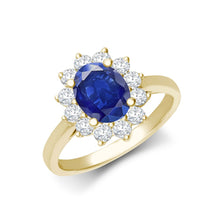 Load image into Gallery viewer, 18ct Yellow Gold 0.62ct Natural Diamond Claw-set Cluster Halo Oval Ring - Holds 8x6mm Sapphire 1.25cts
