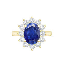 Load image into Gallery viewer, 18ct Yellow Gold 0.96ct Natural Diamond Claw-set Cluster Halo Oval Ring - Holds 9x7mm Sapphire 2.00cts
