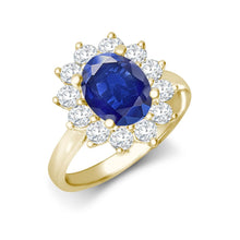 Load image into Gallery viewer, 18ct Yellow Gold 0.96ct Natural Diamond Claw-set Cluster Halo Oval Ring - Holds 9x7mm Sapphire 2.00cts
