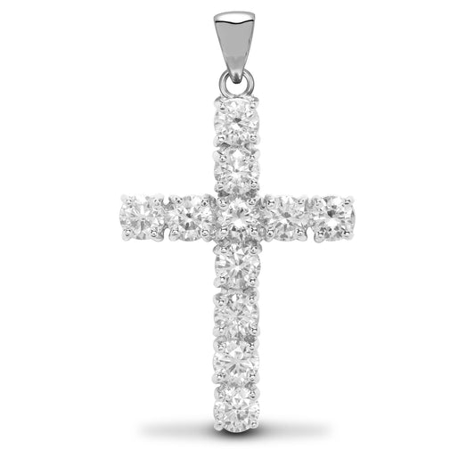 18ct White Gold Natural Diamond Cross