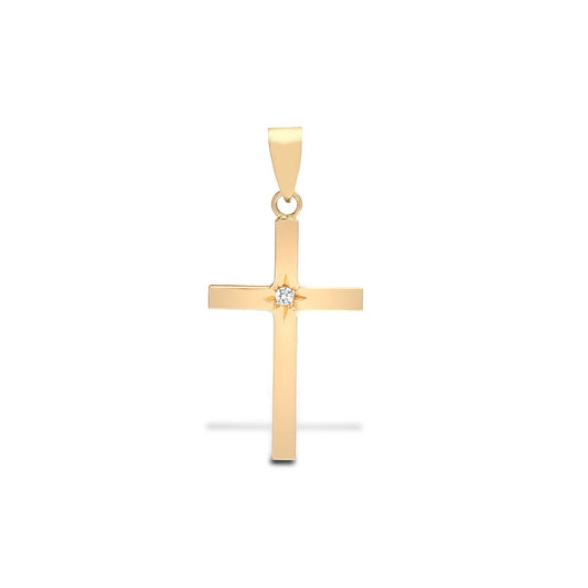 9ct Yellow Gold Natural Diamond Cross
