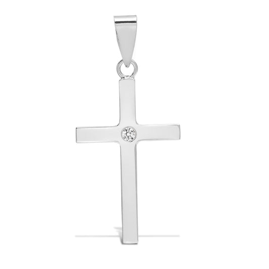 9ct White Gold Natural Diamond Cross