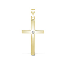 Load image into Gallery viewer, 9ct Yellow 0.05ct Invisible Set Natural Diamond Cross
