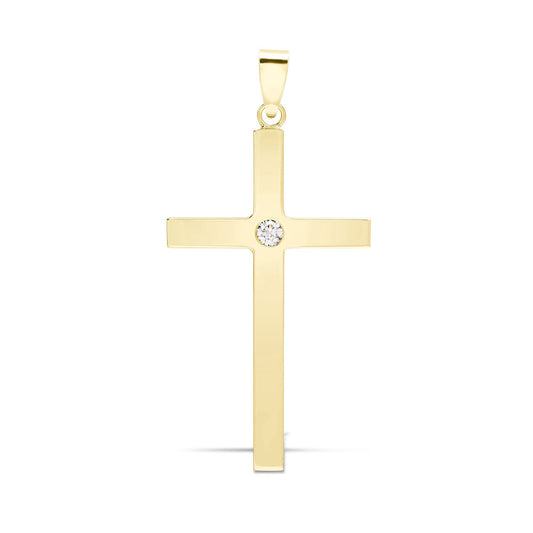 9ct Yellow 0.10ct Invisible Set Natural Diamond Cross