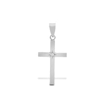 Load image into Gallery viewer, 9ct White 0.03ct Star Set Natural Diamond Cross
