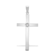 Load image into Gallery viewer, 9ct White 0.10ct Star Set Natural Diamond Cross
