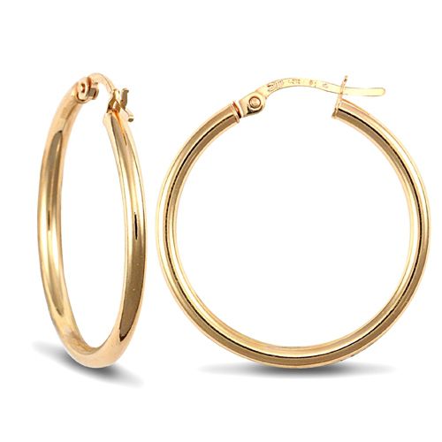 9ct yellow gold ultra light plain creole Hoop Earrings