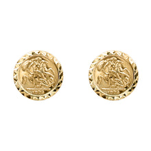 Load image into Gallery viewer, 9ct Yellow 10mm St George &amp; Dragon Stud Earrings
