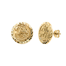 Load image into Gallery viewer, 9ct Yellow 10mm St George &amp; Dragon Stud Earrings
