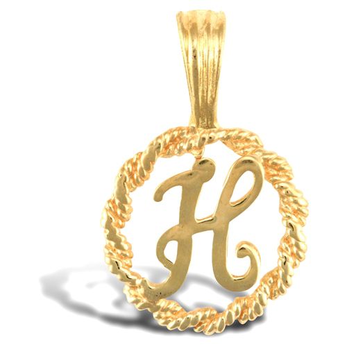9ct Yellow Gold Rope initial Pendant