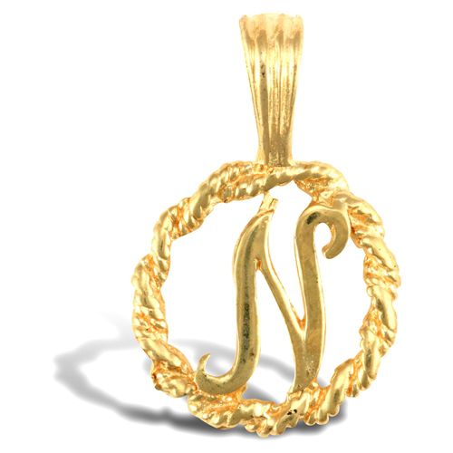 9ct Yellow Gold Rope initial Pendant