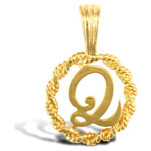 9ct Yellow Gold Rope initial Pendant