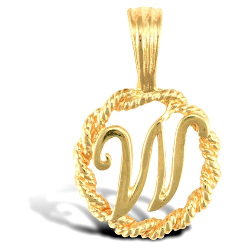 9ct Yellow Gold Rope initial Pendant