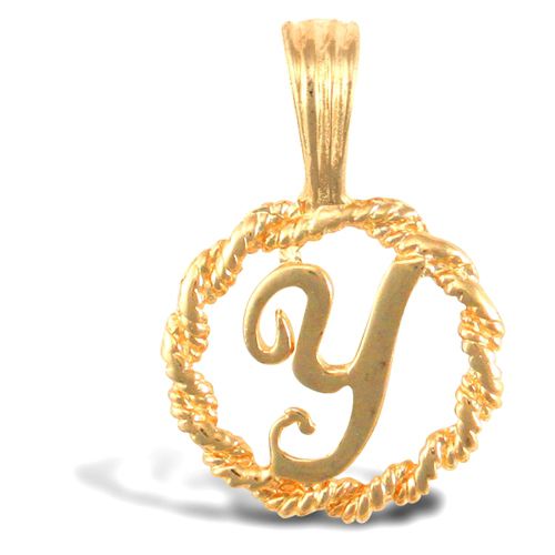 9ct Yellow Gold Rope initial Pendant