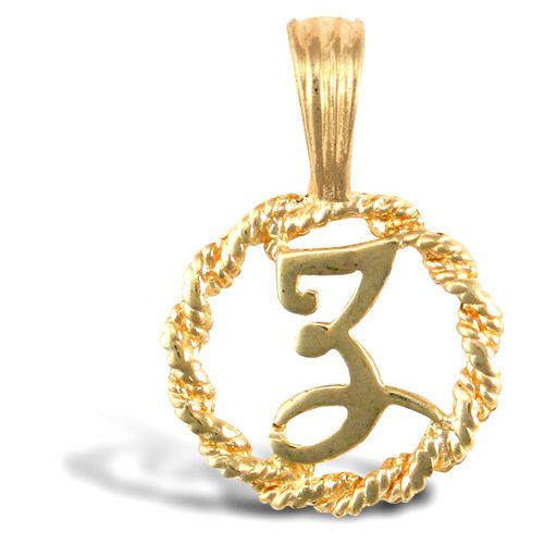 9ct Yellow Gold Rope initial Pendant