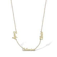 Load image into Gallery viewer, 9ct Yellow Personalised Nameplate with 3 names + 16" Chain
