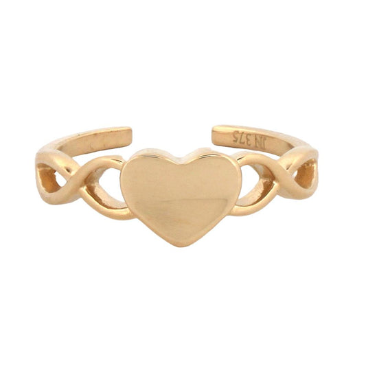 9ct Yellow heart toe Ring