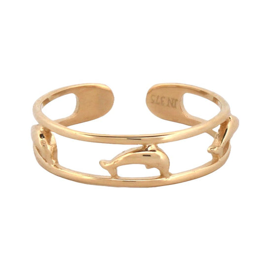 9ct Yellow dolphin toe Ring