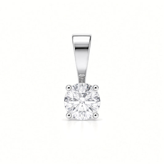 Lab 9ct White Gold 0.50ct 4 Claw Diamond Solitaire Pendant
