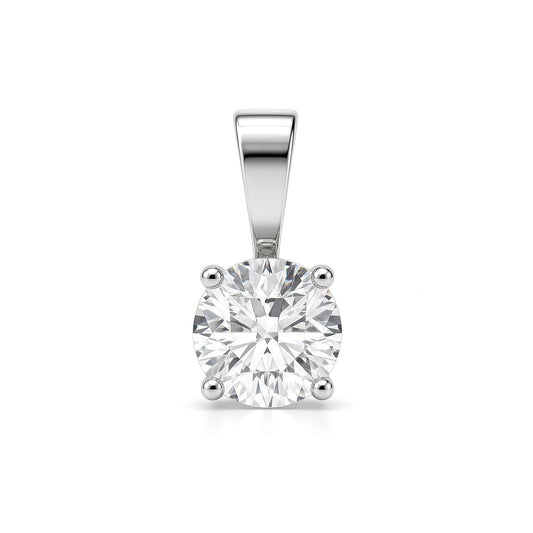 Lab 9ct White Gold 1.00ct 4 Claw Diamond Solitaire Pendant