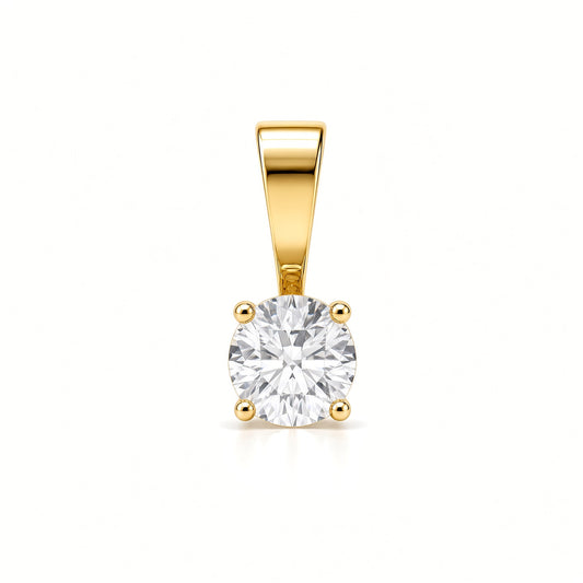 Lab 9ct Yellow Gold 0.50ct 4 Claw Diamond Solitaire Pendant
