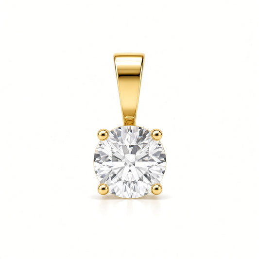 Lab 9ct Yellow Gold 1.00ct 4 Claw Diamond Solitaire Pendant