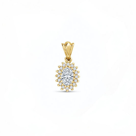 9ct Yellow Gold 0.87cts Lab Grown Diamond Halo Pendant