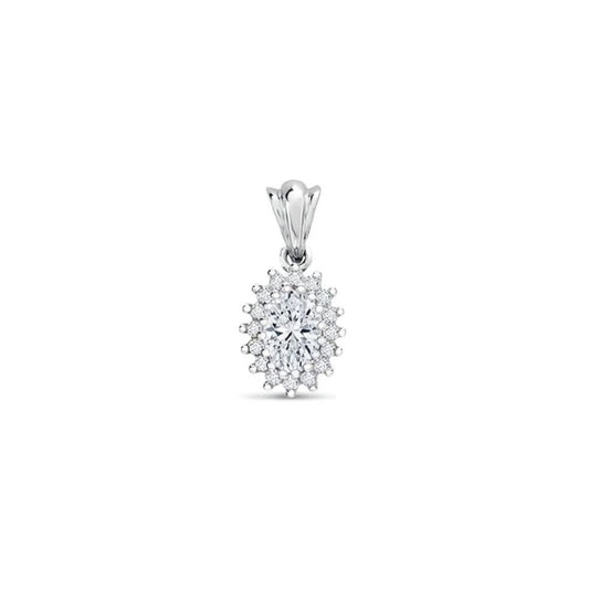 9ct White Gold 0.87cts Lab Grown Diamond Halo Pendant