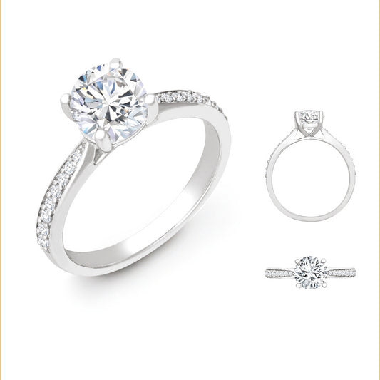 Lab 950 Platinum Gold 0.12ct Diamond Pav?-set Wed-fit Ring Mount + 0.25ct Diamond