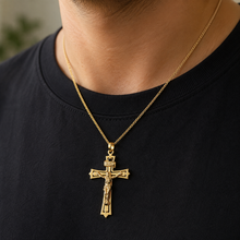 Load image into Gallery viewer, 9ct Yellow Gold Crucifix Pendant Jesus Cross Religious 40mm
