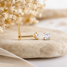 Load image into Gallery viewer, 9ct Gold Nose Pin Hinged 3.0mm Nose Stud Solid 9ct Gold Nose Stud SOLID GOLD
