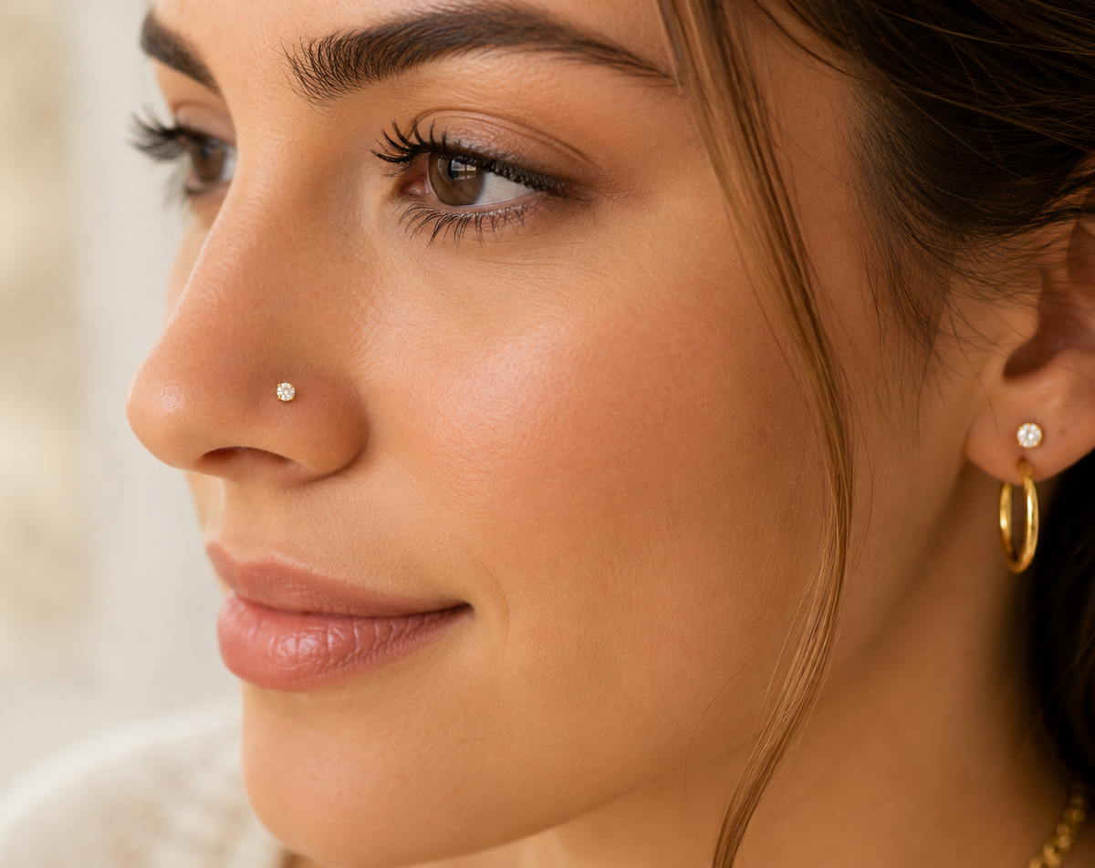 9ct Gold Nose Pin Hinged 3.0mm Nose Stud Solid 9ct Gold Nose Stud SOLID GOLD